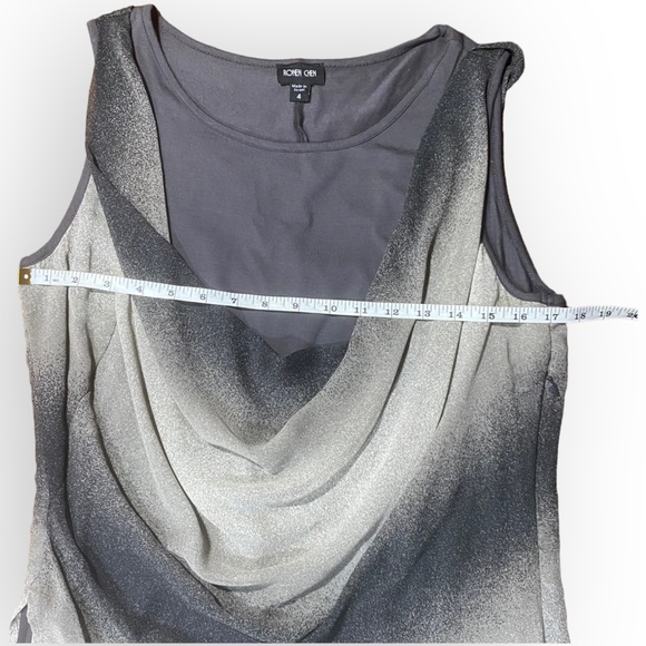 Ronan Chen Stretch Silky Slip Dress Tunic Grey White Size Medium - Picture 12 of 12